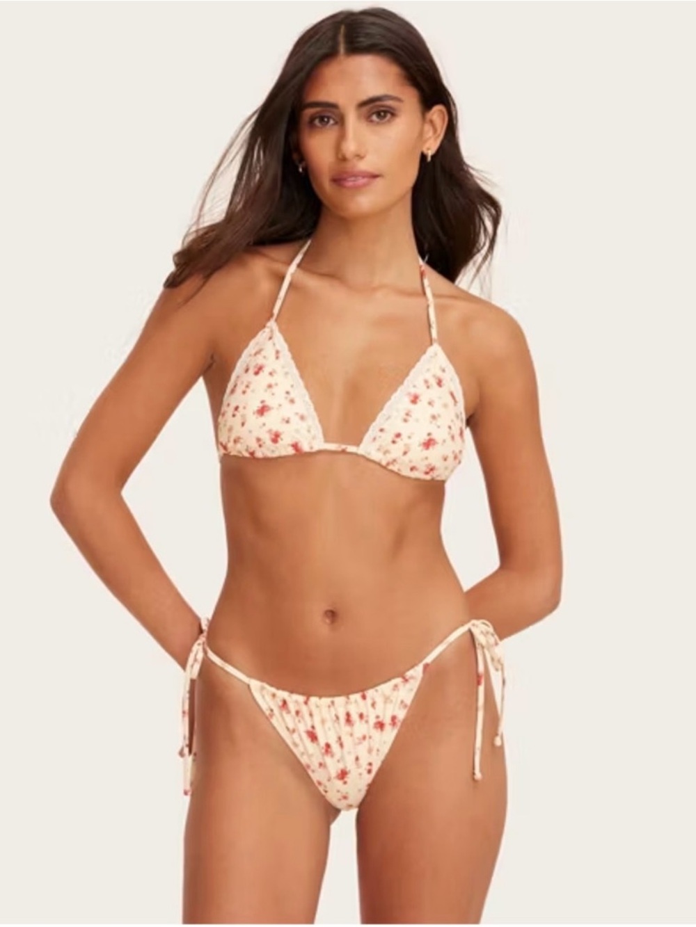Parke X Target Cream Floral Triangle Bikini Top